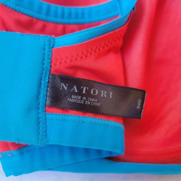 Natori Yogi High-Impact Underwire Sports Bra Molded Cups Adjustable 34D Red/Blue - Picture 8 of 10